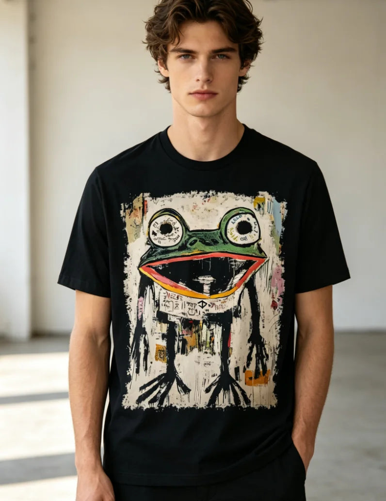 Funny Frog T-Shirt, Unisex - You Thought I Was Normal Green Frog Smile and Poison Arrow Design Crew Neck Retro Graphic T-Shirt