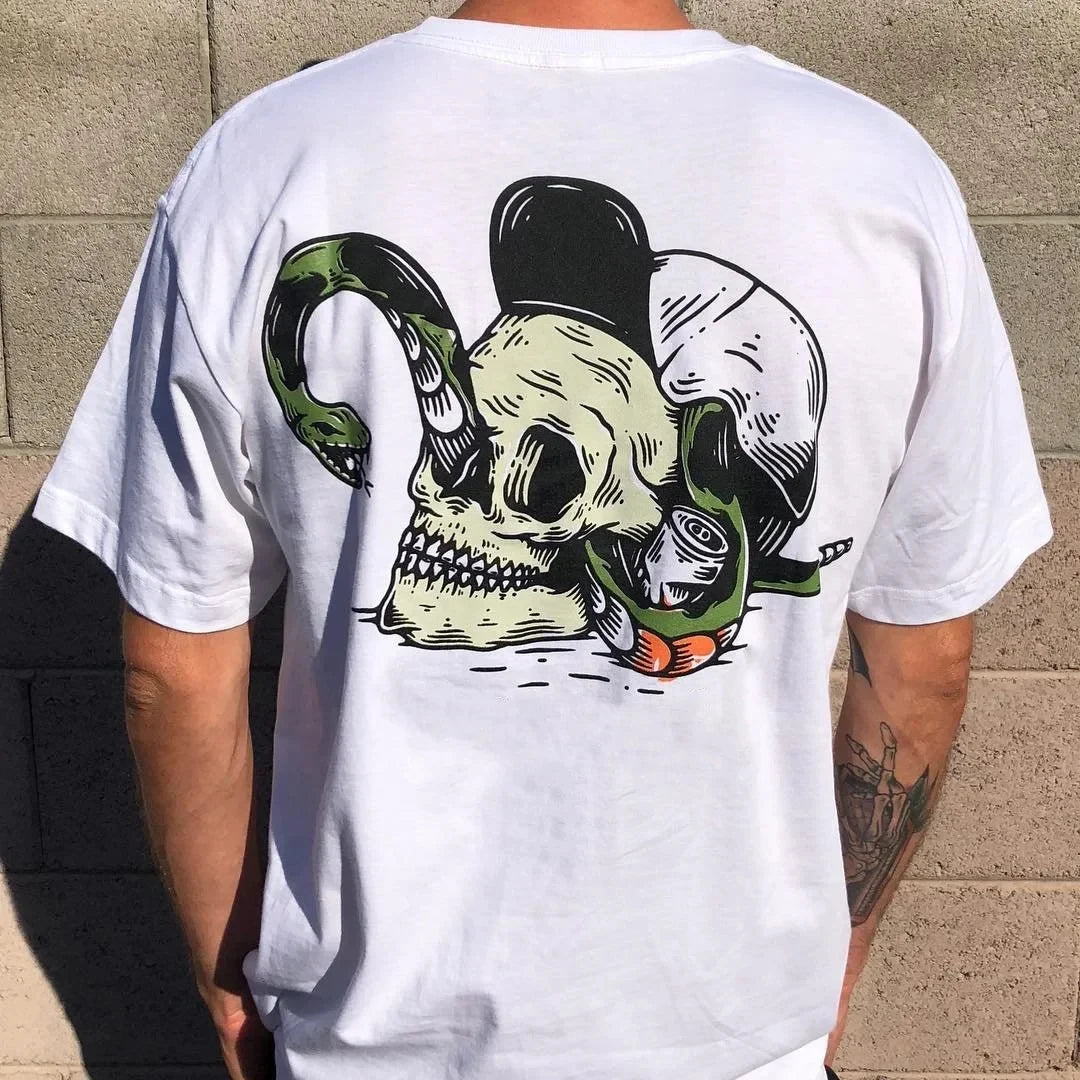 HOT Summer Cool Harajuku Gothic Skulls T-shirts Men Short-sleev Tops Hip-hop Punk Tee Male S-4XL Tees Summer Ropa Hombre Tee