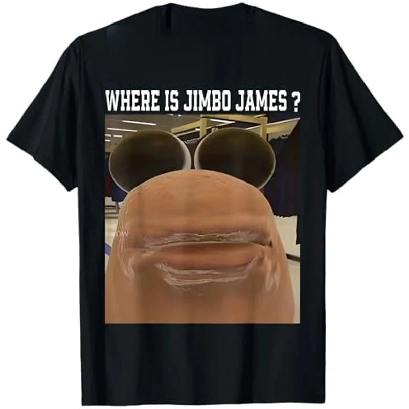 Where Is The Worm Marcus Jimbo James Meme T-shirt Humor Y2K Graphic Short-sleeved Round-neck T-shirt Top Textual Description