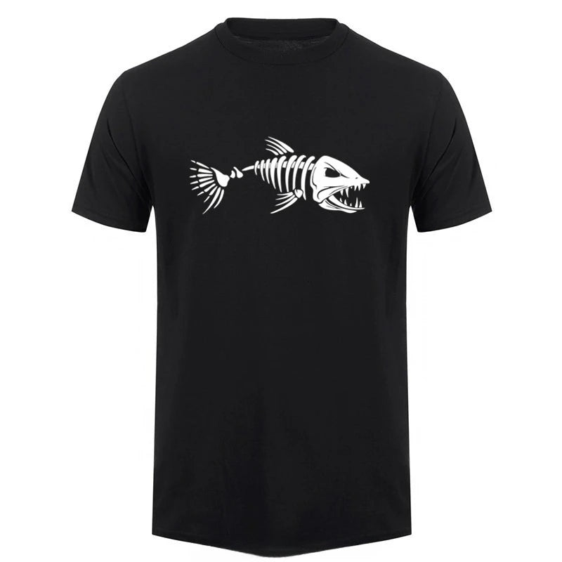HOT SALE Fish Bone Fishbone Summer Men's Clothing Oversized T-shirt Short Sleeve Fishing Fisherman Cotton Fitness T Shirt