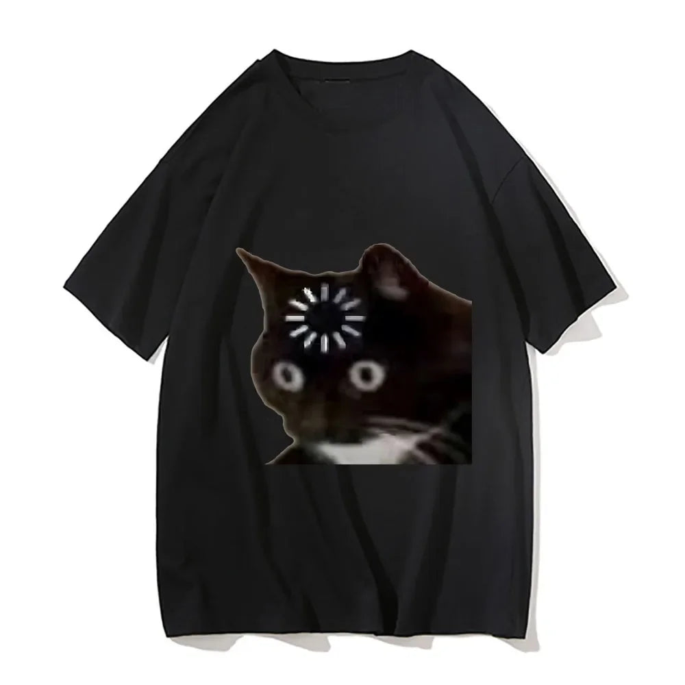 Fun Cat Emotional print loose T-shirt Kawaii summer fashion soft Comfortable cotton short sleeve Y2k Women's Wear Men's