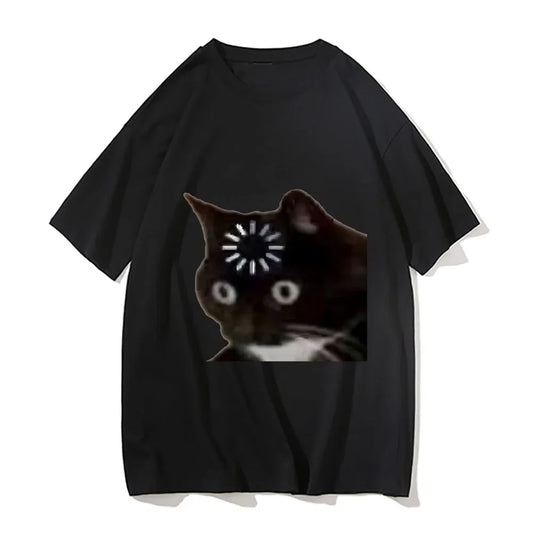 Fun Cat Emotional print loose T-shirt Kawaii summer fashion soft Comfortable cotton short sleeve Y2k Women's Wear Men's