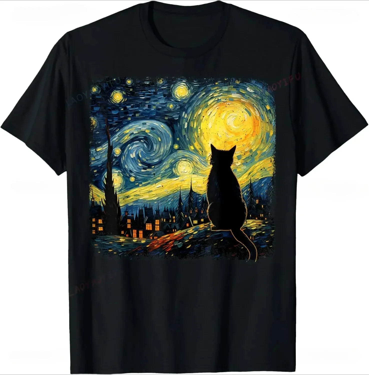 HOT SALE Cat Star Van Gogh Cat for Cat Lovers Casual Fashion Street Casual Loose Summer Style Women T-shirt Cute Aesthetics