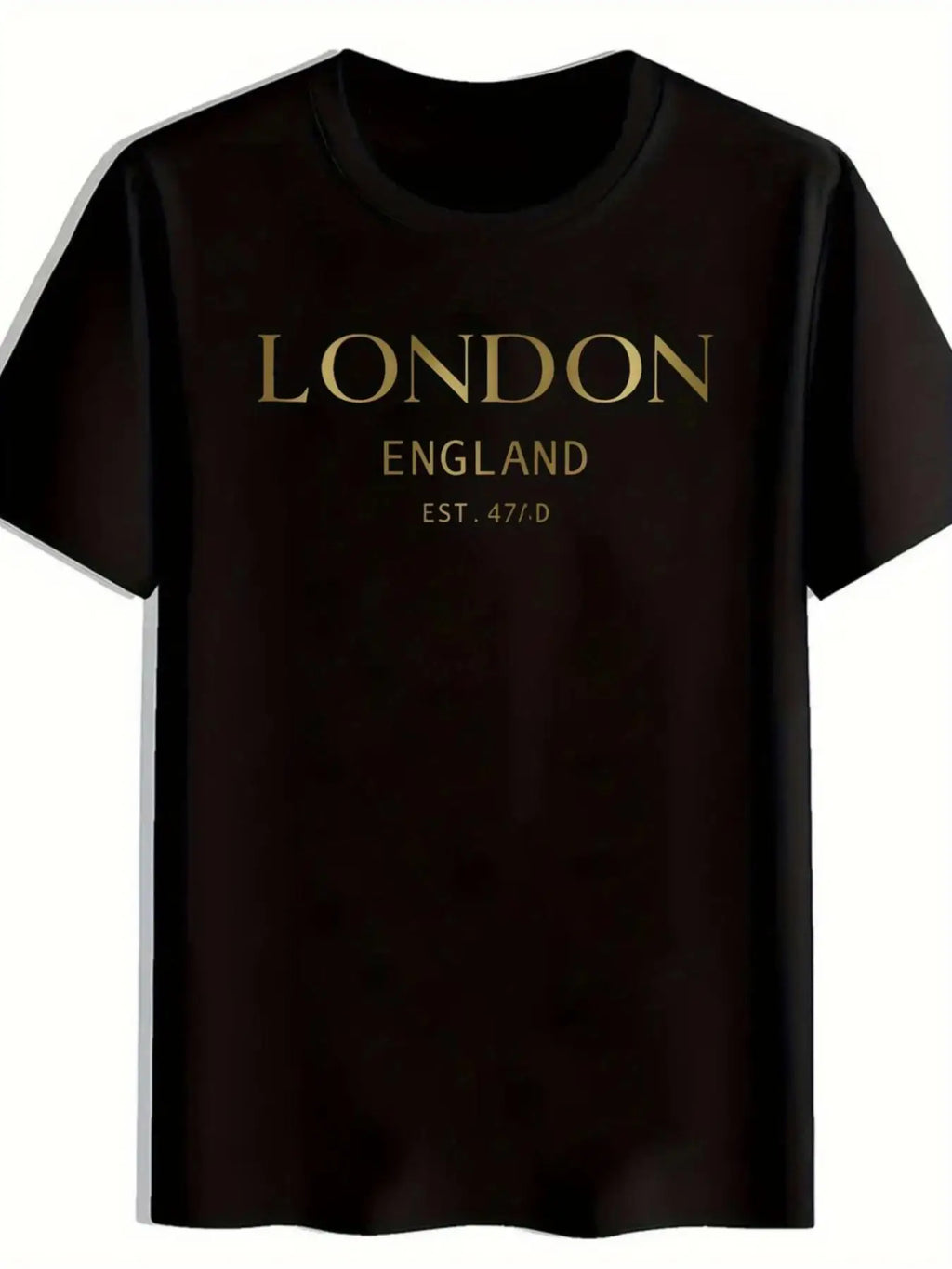 Men' London UK Map T-Shirt with Golden England Lettering - British Gift Suitable for Travel & Casual Wear, Round Neck Short Sleeve Tee, Machine Washable Comfort Fit for Year-Round Wear, Iconic London Landmarks Design