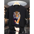 item picture mens black t shirt featuring a colorful casual round neck top short sleeves fit suitable for stylish graphic tee with a