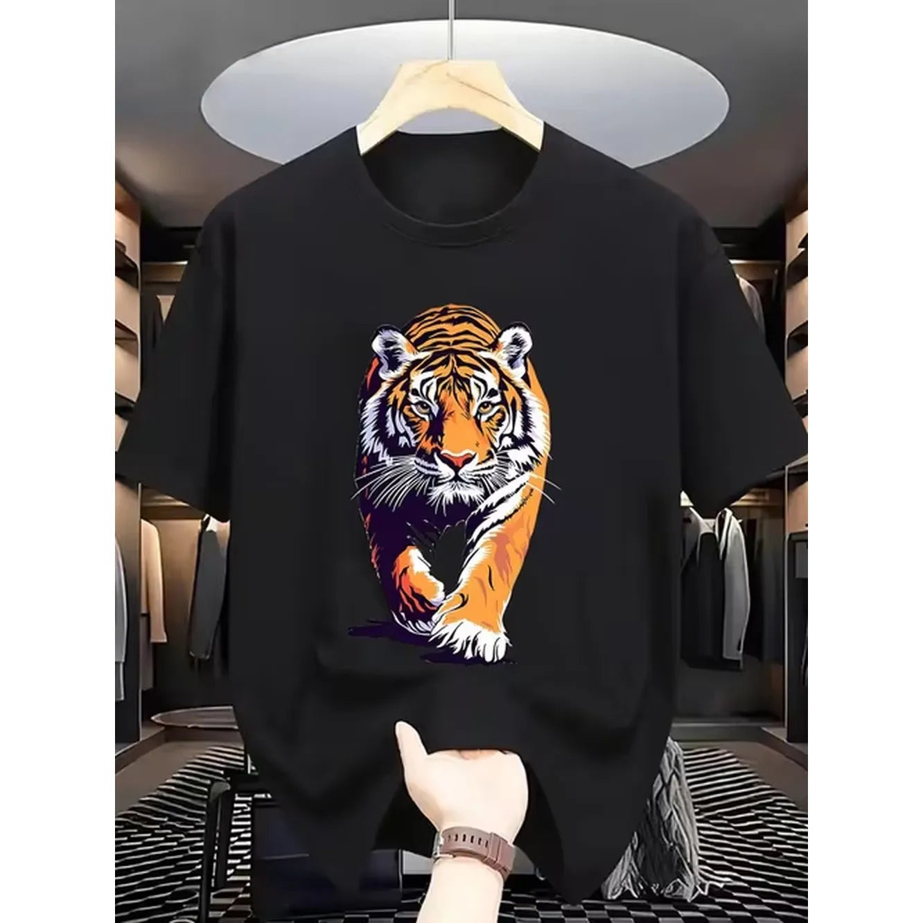 item picture mens black t shirt featuring a colorful casual round neck top short sleeves fit suitable for stylish graphic tee with a