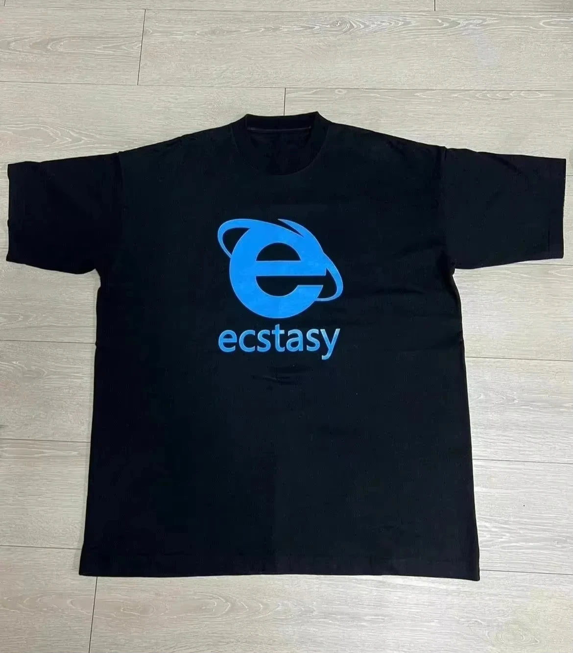 Retro style Streetwear Ecstasy New T Shirt Y2K Men's Harajuku White T-shirt Letter Pattern Printing Short-sleeved Gothic Top
