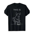 Men's Cotton Casual Round Neck Loose Retro Menswear T-Shirt - Unisex Smooth Soft Seamless Single-Sided Funny Bull "THIS IS" Graphic Tee (Black, White)