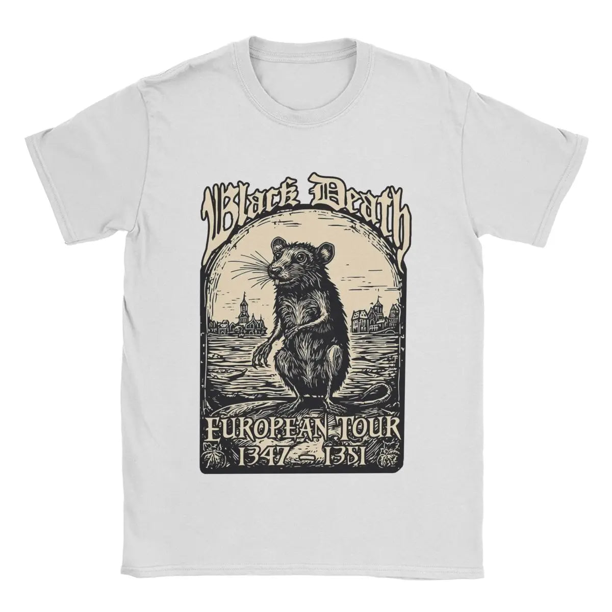 HOT SALE Men's Black Death European Tour T-shirt Soft Comfortable Cotton Clothing Fun Round Neck T-shirt Four Season Clothing