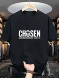Men's T-Shirt with CHOSEN John 15:16 Verse Print - Short Sleeve Round Neck Casual Shirt, Regular Fit Suitable for Casual Attire, Church Events & Religious Gifts, Machine Washable Year-Round