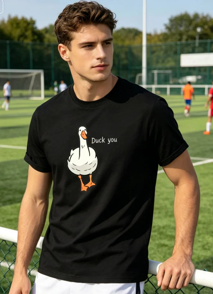 Men's T-Shirt - Casual Crew Neck Short Sleeve Fun Cartoon Duck Print, Perfect Spring Summer Fall Everyday T-Shirt Tee T-Shirt