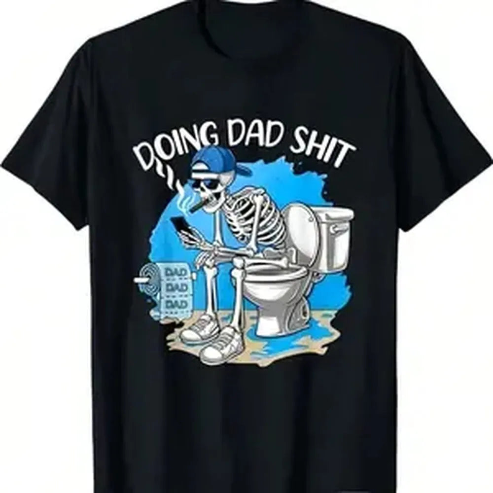 Men’s Funny Skeleton Graphic Top - Short-Sleeve Round Neck Tshirt, Smooth Soft Seamless Casual Clothes, Summer Outfit, Father’s Day Gift