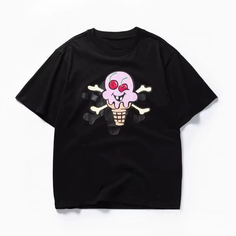 HOT SALE Summer Clothing Tops BBC ICECREAM Tide Brand Colorful Flying Dog Print Short Sleeved T Shirt Men Women Cotton Tshirt