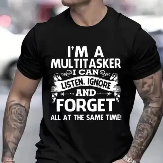 3D Printed Pattern Fun T-shirt Men's and Women's Fashion Pattern T-shirt, Black T-shirt Summer Short Sleeved Top T-shirt
