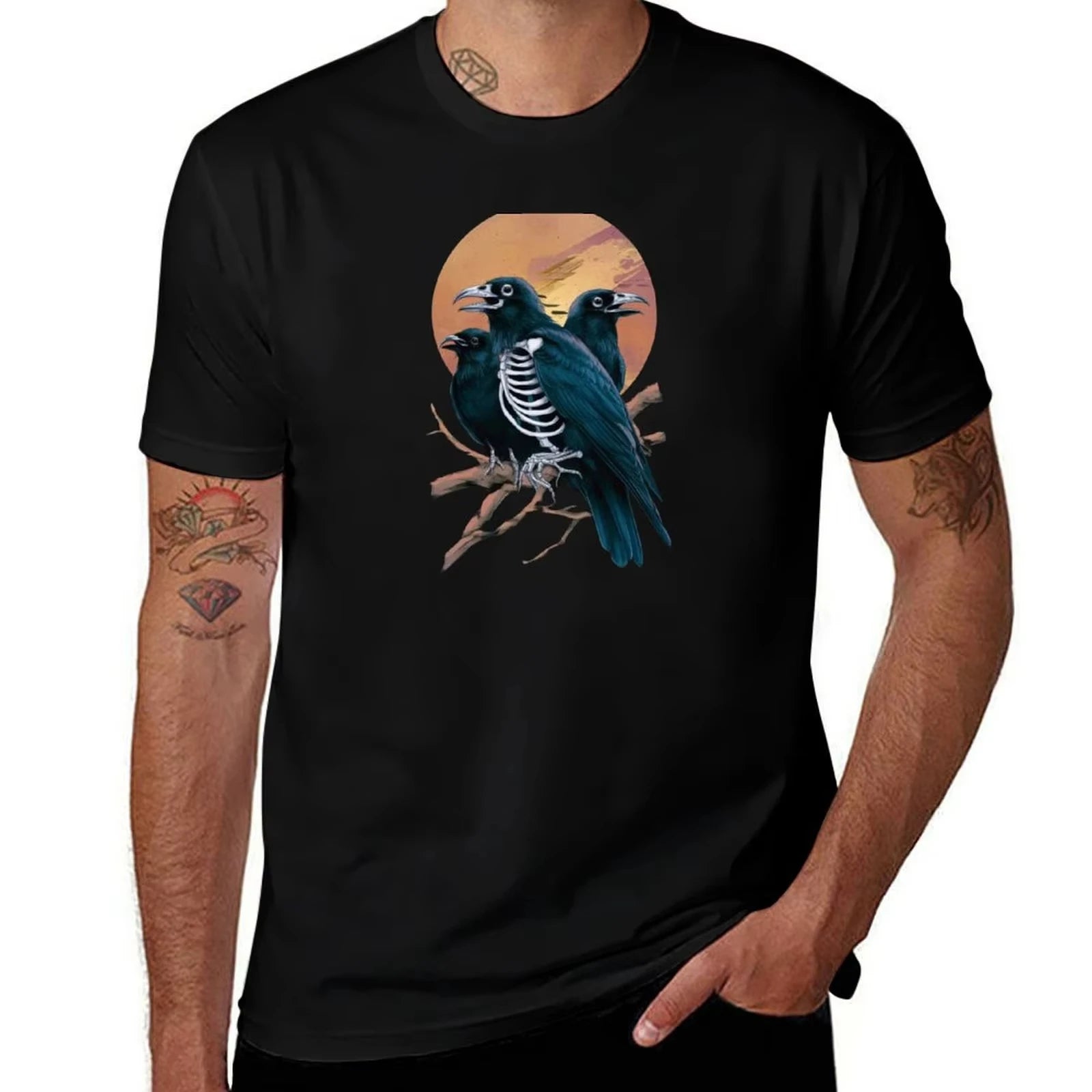 HOT SALE Crow Trio T-shirt T-shirt Men Graphic Retro Men T-shirt Men Casual T-shirt Cotton High Quality T-shirts Custom