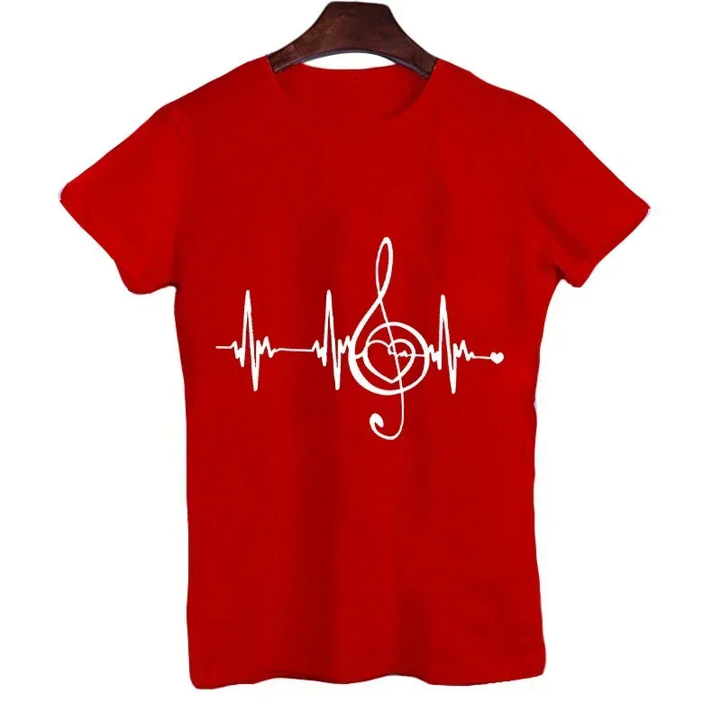 Men's Black Long-sleeved Short-sleeved T-shirt Large Size Summer Top Music Indicator Heart Pattern Interesting Men's T-shirt