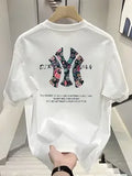 Trendy Brand Printed Short-sleeved T-shirt for Men's Summer, New Pure Cotton Round-neck Loose Casual Half-sleeved Top Clothing