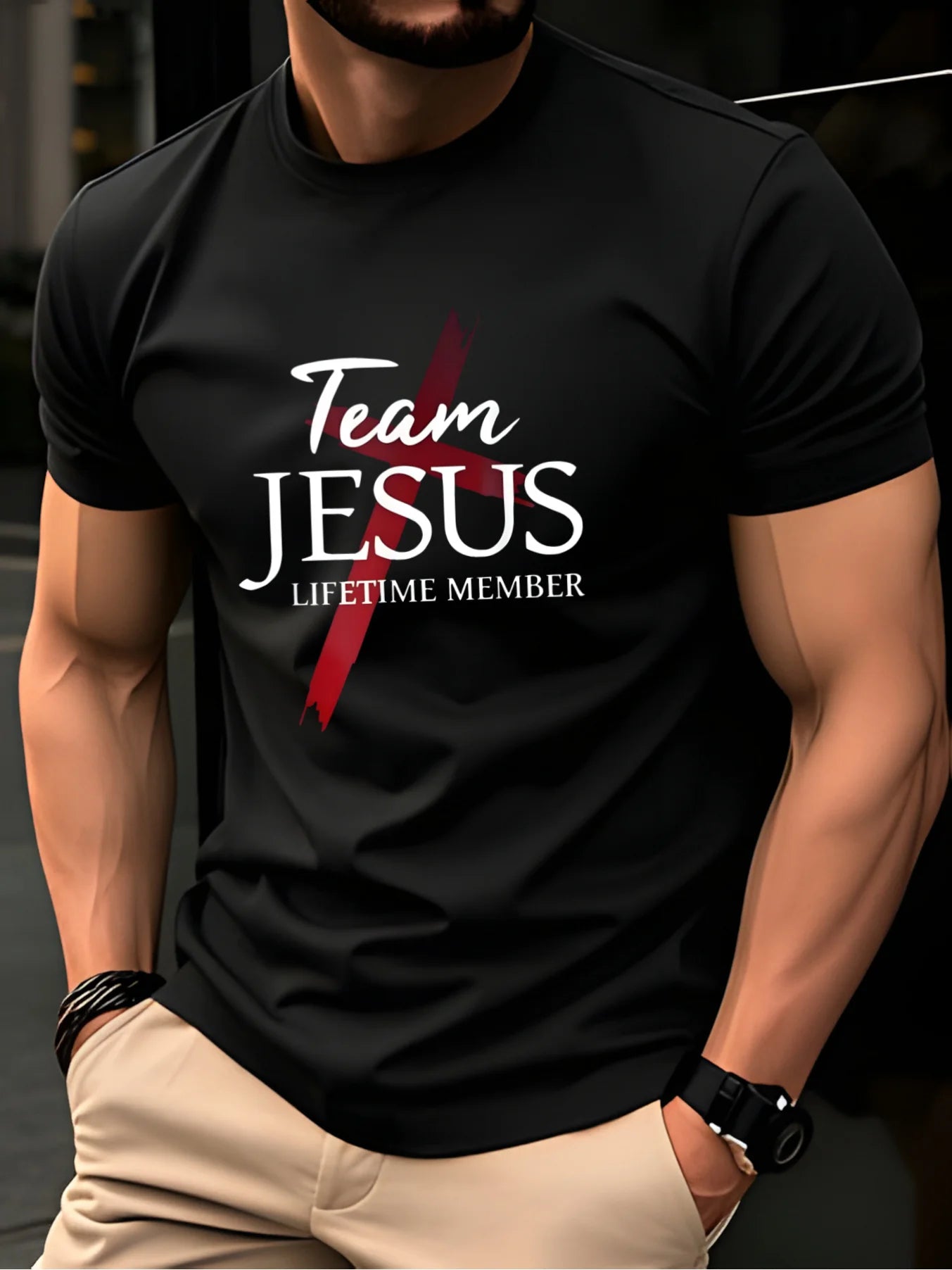 Men' & Women' Team Jesus Print T-Shirt - Short Sleeve Round Neck Casual Athletic Wear Suitable for Training,, - Machine Washable Religious Gift for,, Dad, Mom - All-Season Fit Outdoor Apparel