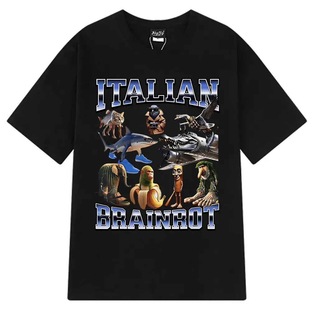 HOT  Brr Brr Patapim T Shirt Funny Italian Brainrot Meme Graphic T-shirt Men Women Summer Cotton Cozy Soft O-Neck T-shirts Tops