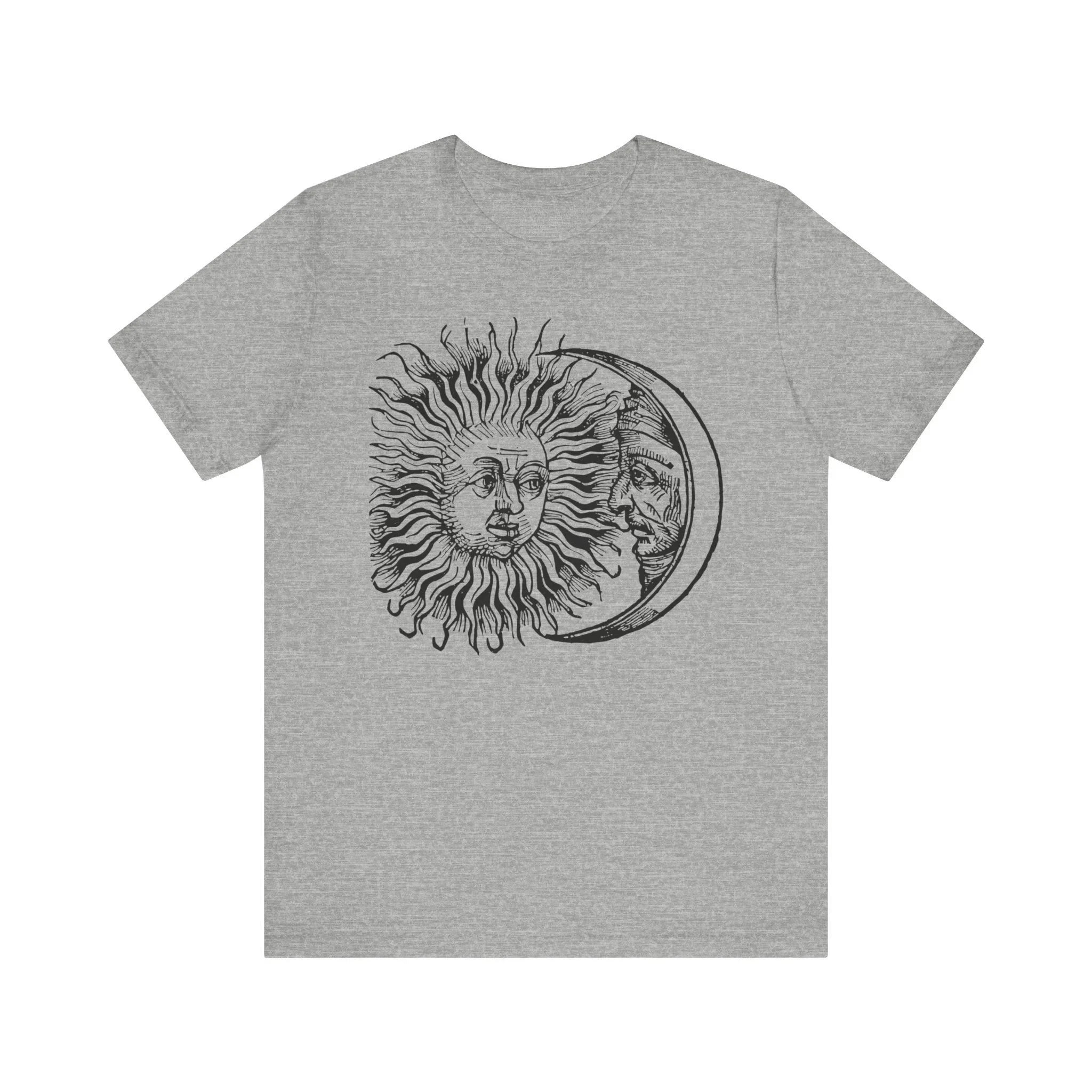 Eclipse Retro Art T-shirt Sun and Moon Mystery Art Shirt Astrological Tees Moon Astrological Unisex Jersey Short Sleeve T-shirt
