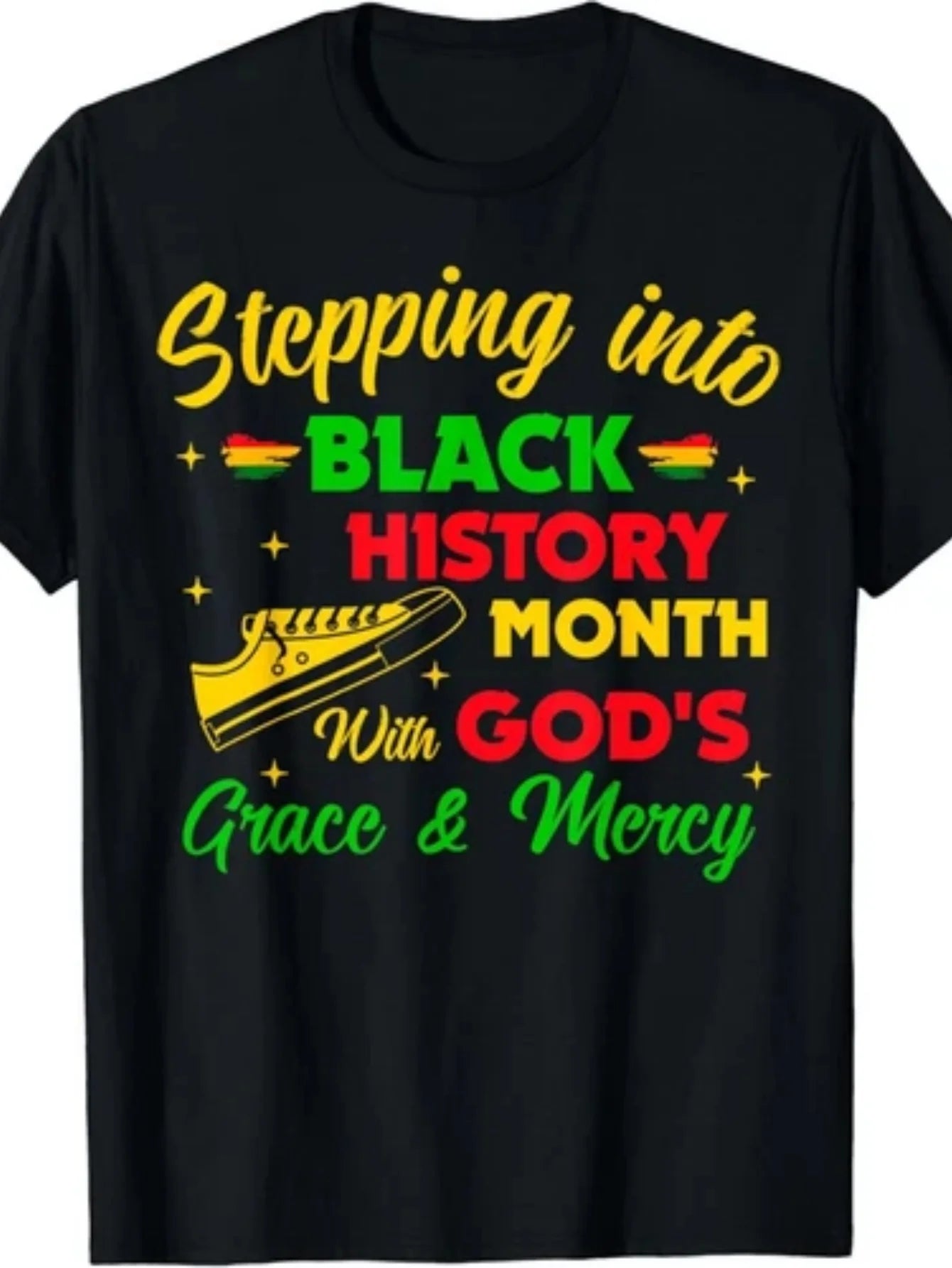 Walk with God African American Christian Faith Theme Plus Size T-Shirt| Casual Sports Style| Interesting Printed Design| Comfortable Fit, PLUS SIZE