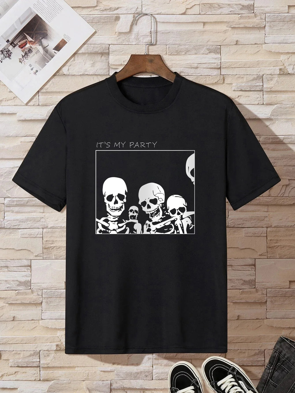 HOT SALE All Saints' Day Style Skull Pattern Men's T-shirt Street Rock Hip-hop Streetwear Grenoble Heavy Metal Rock Top Clothing