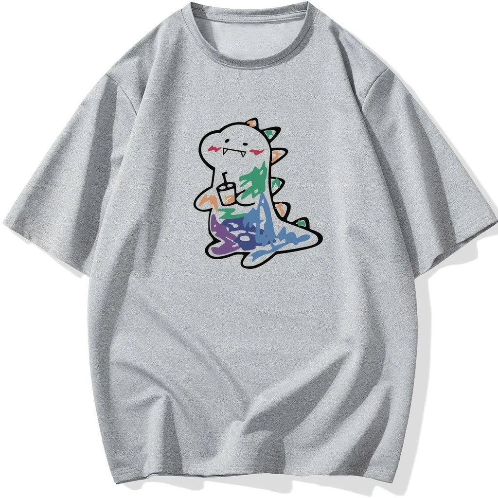 HOT SALE Dinosaur Print Stretch Tee Loose Soft and Comfortable Short Sleeved Top Suitable for All Season Casual Big and Tall