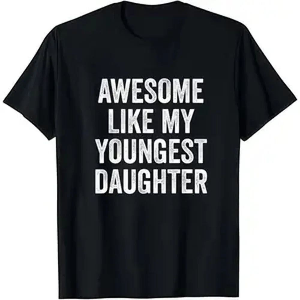 Men's Cotton Short-Sleeve Graphic Tee, Classic Lightweight Crew Neck Fitted Top for Men, Soft Versatile Everyday Casual Wear with Awesome "Like My Youngest Daughter" Graphic Print, Perfect Father's Day Gift
