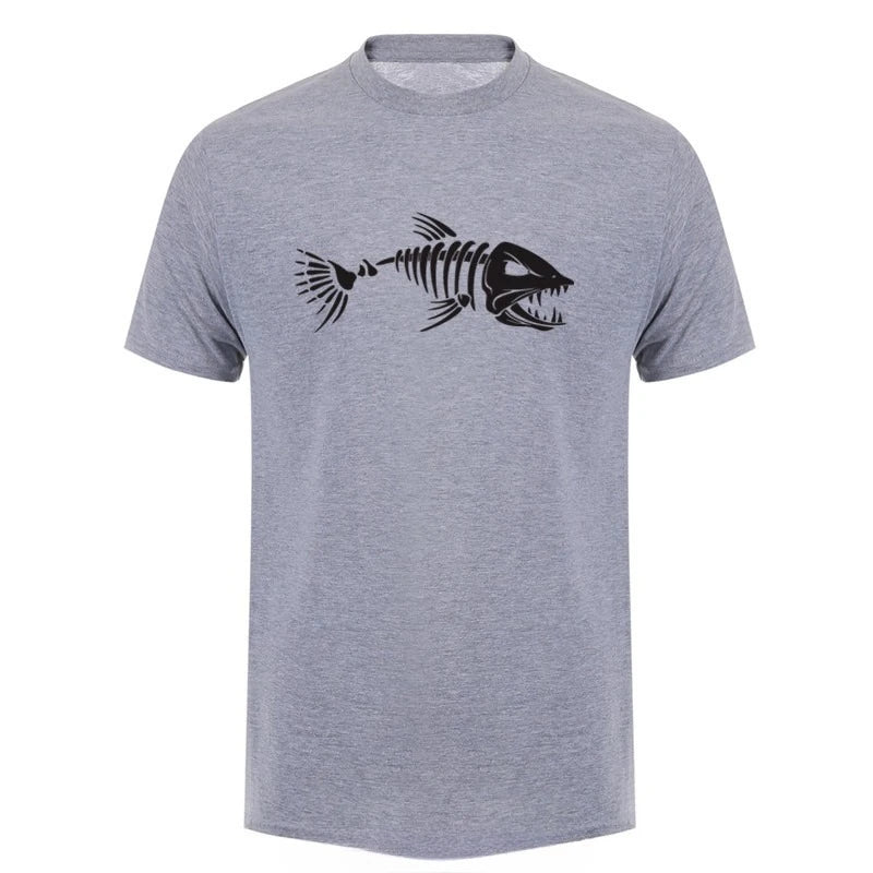 HOT SALE Fish Bone Fishbone Summer Men's Clothing Oversized T-shirt Short Sleeve Fishing Fisherman Cotton Fitness T Shirt
