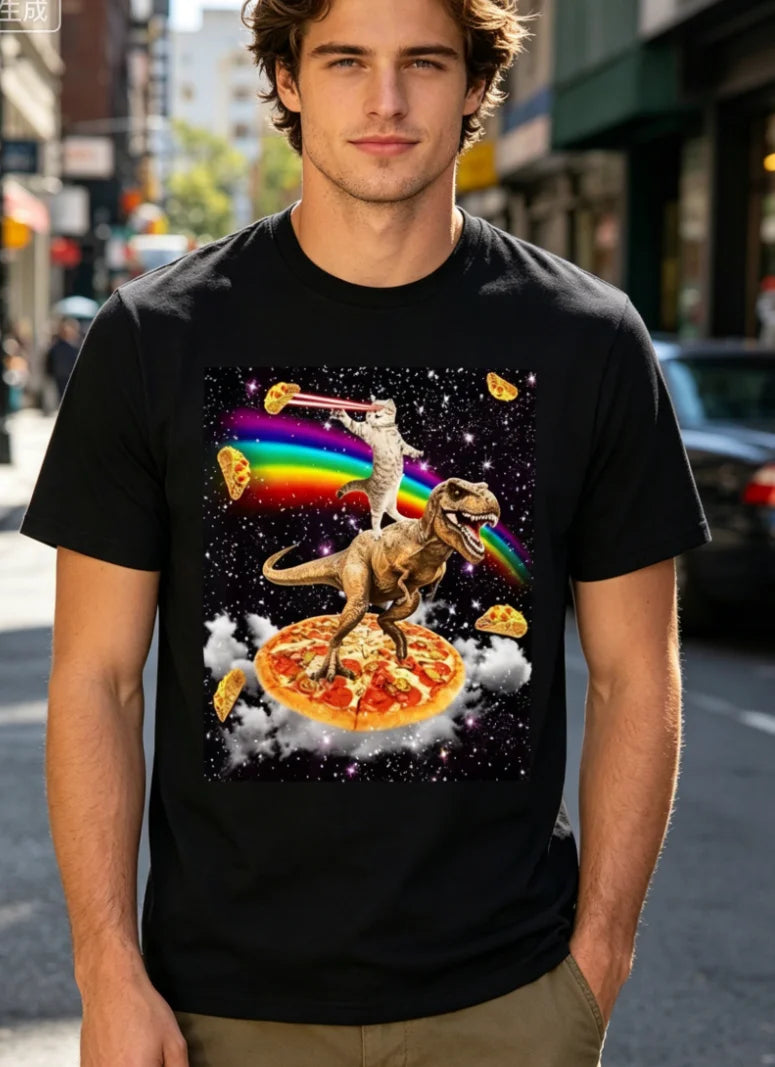 Daddysaurus T-Rex Dinosaur Family Matching T-Shirt - Casual Round Neck Tee with Rex, Spring Summer for Dad & for Family Outfits
