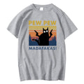 Pew Pew Madafakas T-shirt Men Short Sleeve Novelty Funny Cat T Shirt Cotton Loose Tops Shirts Tee T-Shirt Crew Neck Streetwear