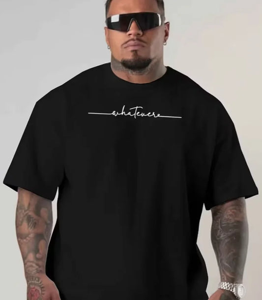 Any Oversized Short-Sleeve T-Shirt Featuring American Fashion Prints, Designed for Plus-Size Men Casual Round Neck and Plus Size