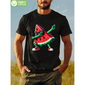item picture mens t shirt with watermelon design 100 soft and breathable summer tee featuring a fun smiling fruit and stylish glasses casual round neck short sleeve shirt ideal for outdoor activities and pool parties black