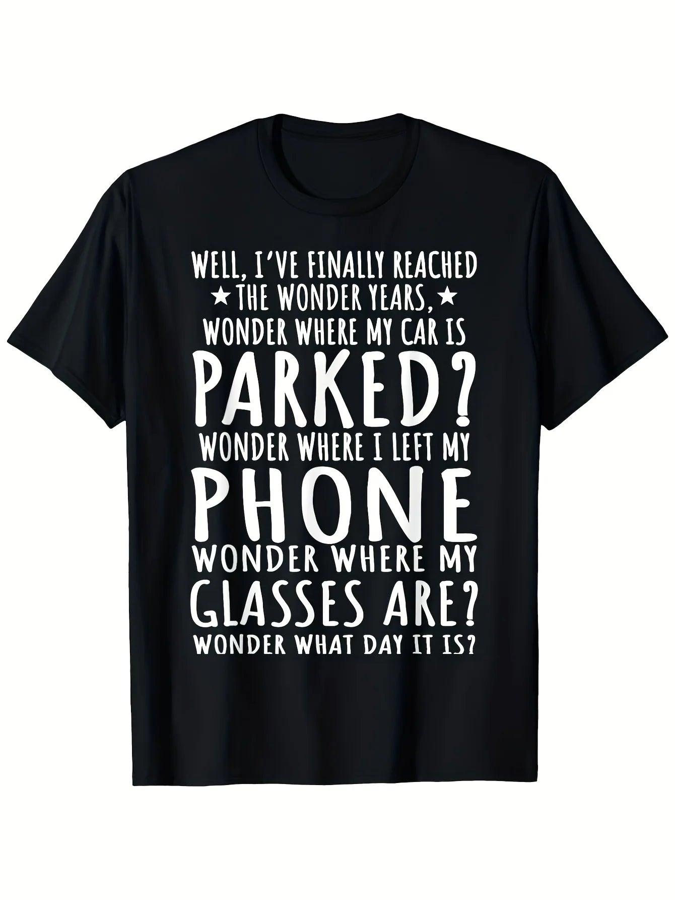 Men'S T-Shirt, Black Fun Trendy T-Shirt, Printed Slogan, Summer Short Sleeve, All-Season T-Shirt, Letter Print, Heavyweight 200G, Suitable for Parties, Dates, And Office Settings, Humorous Top, Plus Size