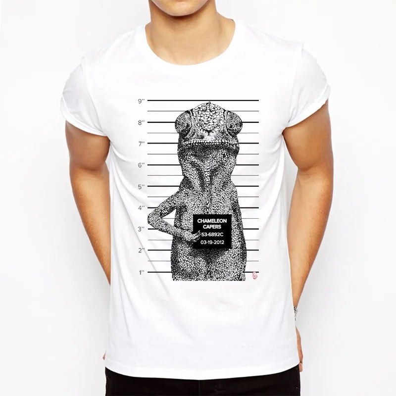 Men's Summer Cool Top Casual Chameleon Print Short Sleeve O-collar Comfortable T-shirt Soft Cotton Fashion Brand T-shirt Cool