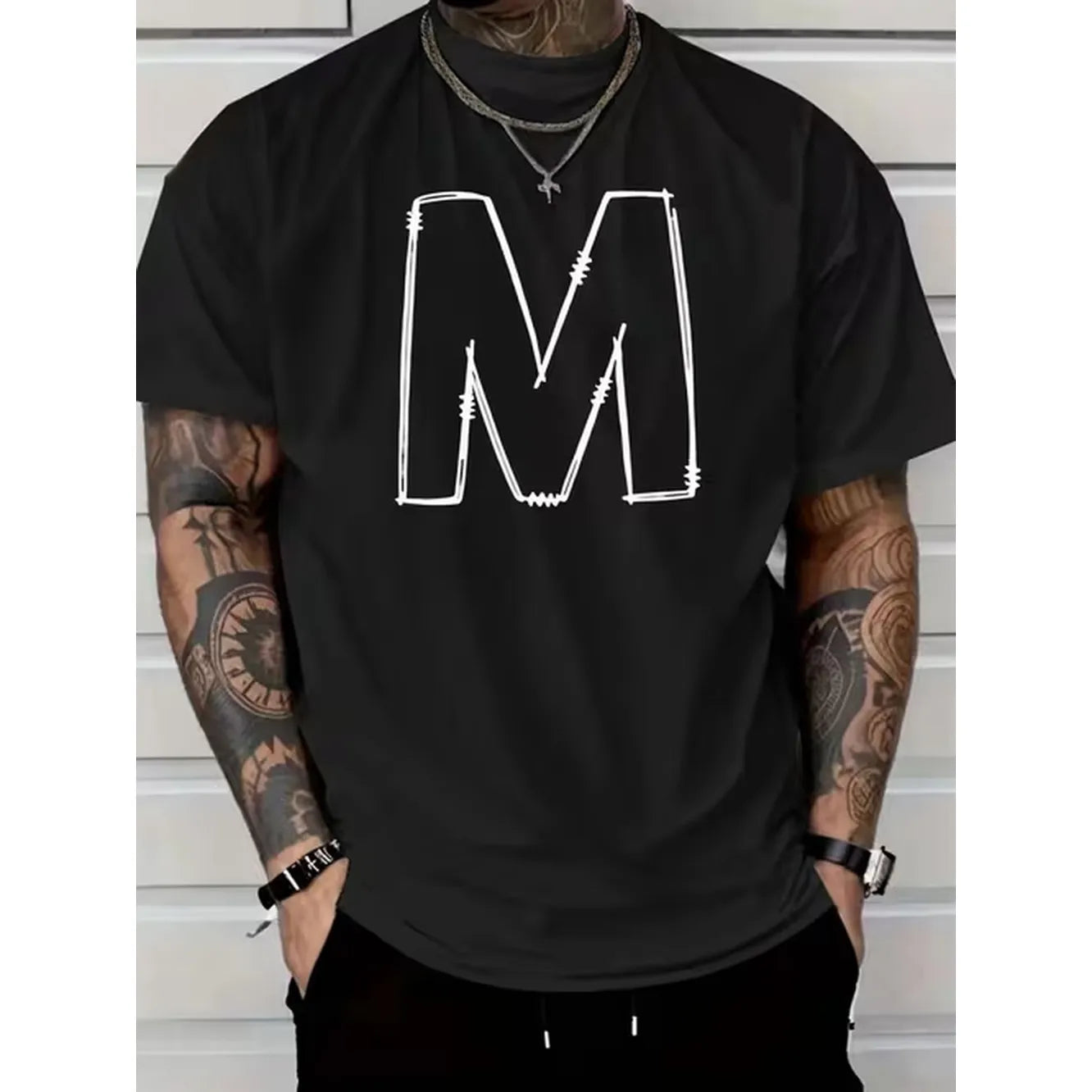 item picture mens heavyweight 180gsm cotton t shirt with m logo crew neck short sleeve casual smart casual shirt machine washable tee durable fabric for casual attire regular fit apparel 180 gsm