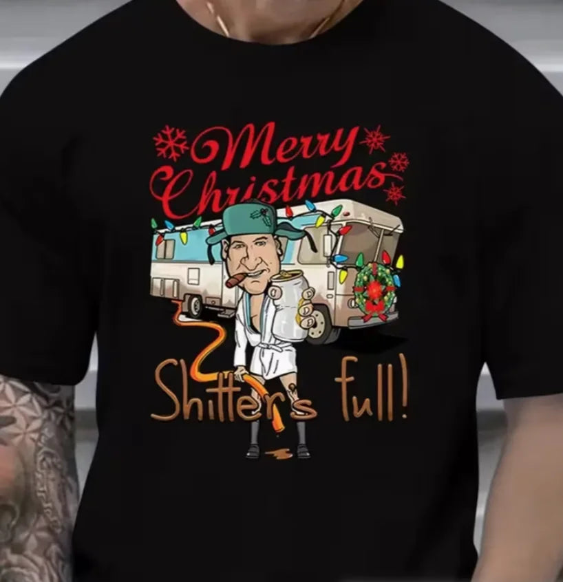 Men's Funny Guitar Christmas Tree T-Shirt - Retro Music Note Tee with Guitar Strings Design, Short Sleeve Casual Shirt