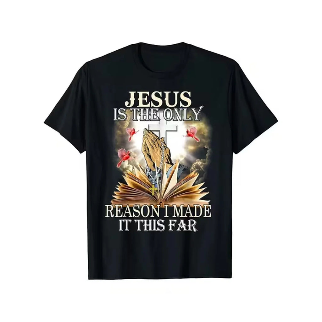 item picture mens christian faith t shirt the only cross design with soft breathable cotton casual religious wear spiritual gift for men black with christian message tee