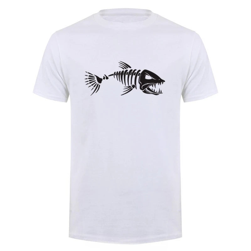 HOT SALE Fish Bone Fishbone Summer Men's Clothing Oversized T-shirt Short Sleeve Fishing Fisherman Cotton Fitness T Shirt
