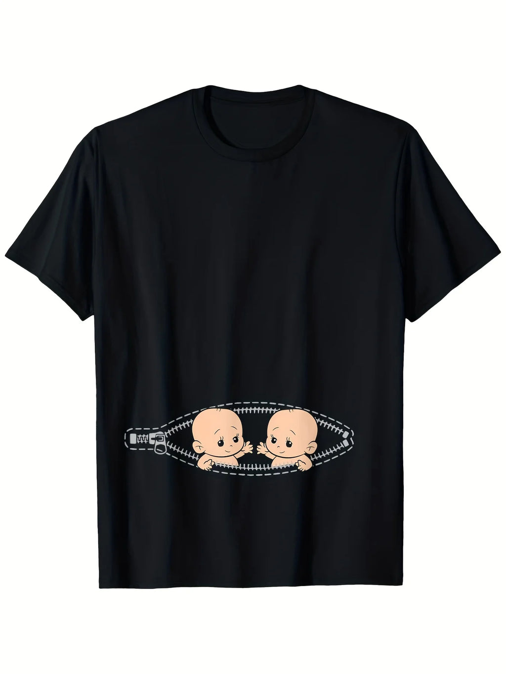 Humorous Pregnancy Announcement T-Shirt for Twin Moms - Made from Soft, Breathable And Moisture-Wicking, Featuring a Crew Neck And Short Sleeves with a Fun Illustration for Young Parents - Perfect for New Mothers, Stylish, Retro Design, Round Neck