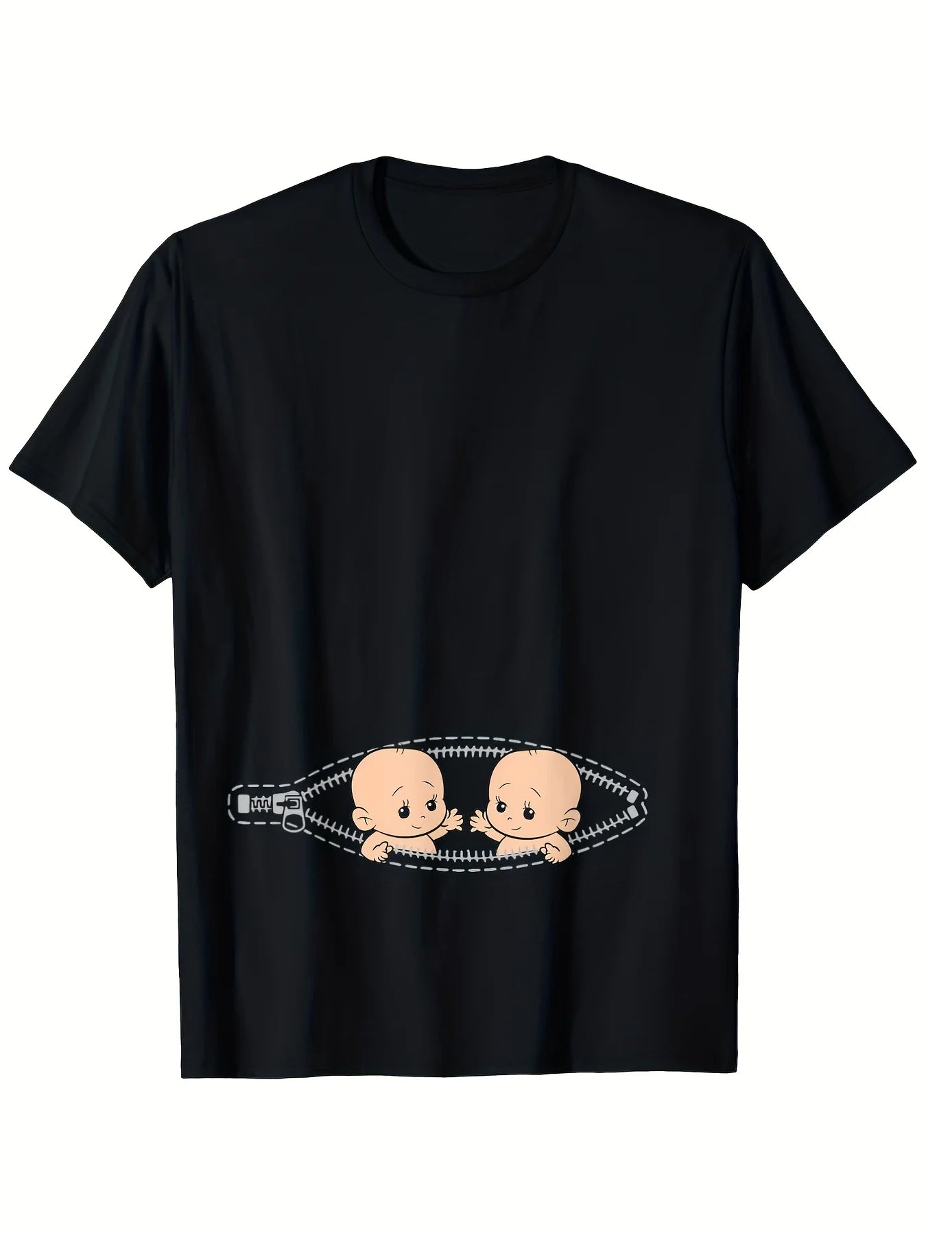Humorous Pregnancy Announcement T-Shirt for Twin Moms - Made from Soft, Breathable And Moisture-Wicking, Featuring a Crew Neck And Short Sleeves with a Fun Illustration for Young Parents - Perfect for New Mothers, Stylish, Retro Design, Round Neck