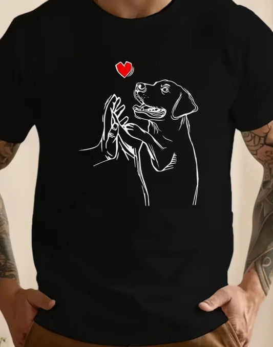 Dog High Five Crinkle Plus Size Men'S T-Shirt Find A Way Not An Excuse Font Round Neck Short Sleeve All Year Men's Top PLUS SIZE