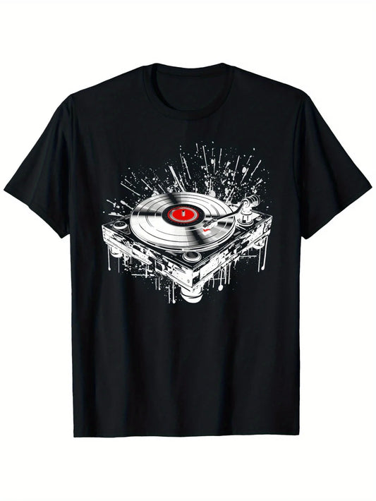 Vinyl Record T-Shirt, Regular size 180g, casual all season knitted fabric, breathable and comfortable, suitable for outings, leisure, gatherings, sports and holiday gifts