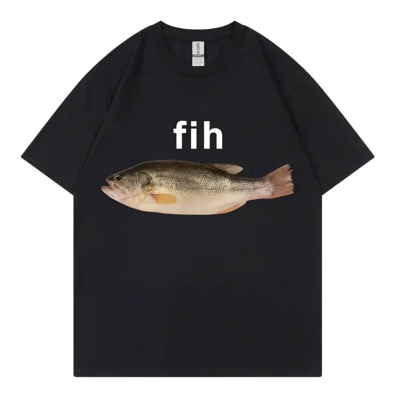 HOT SALE Funny Fih Fish Meme Prin Crew Neck T-shirt Fashion Short Sleeve T Shirts Women Casual T-shirts Summer Streetwear