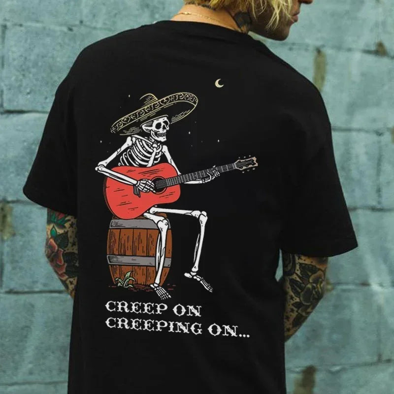 2025 HOT Horror Devil Dark Punk Skull Graphic Tshirts Harajuku Retro T-Shirt Unisex Black White Casual Tee Summer Tee Camisetas