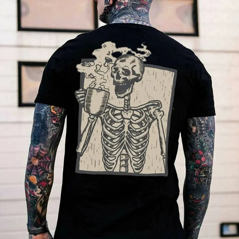 2025 HOT Horror Devil Dark Punk Skull Graphic Tshirts Harajuku Retro T-Shirt Unisex Black White Casual Tee Summer Tee Camisetas