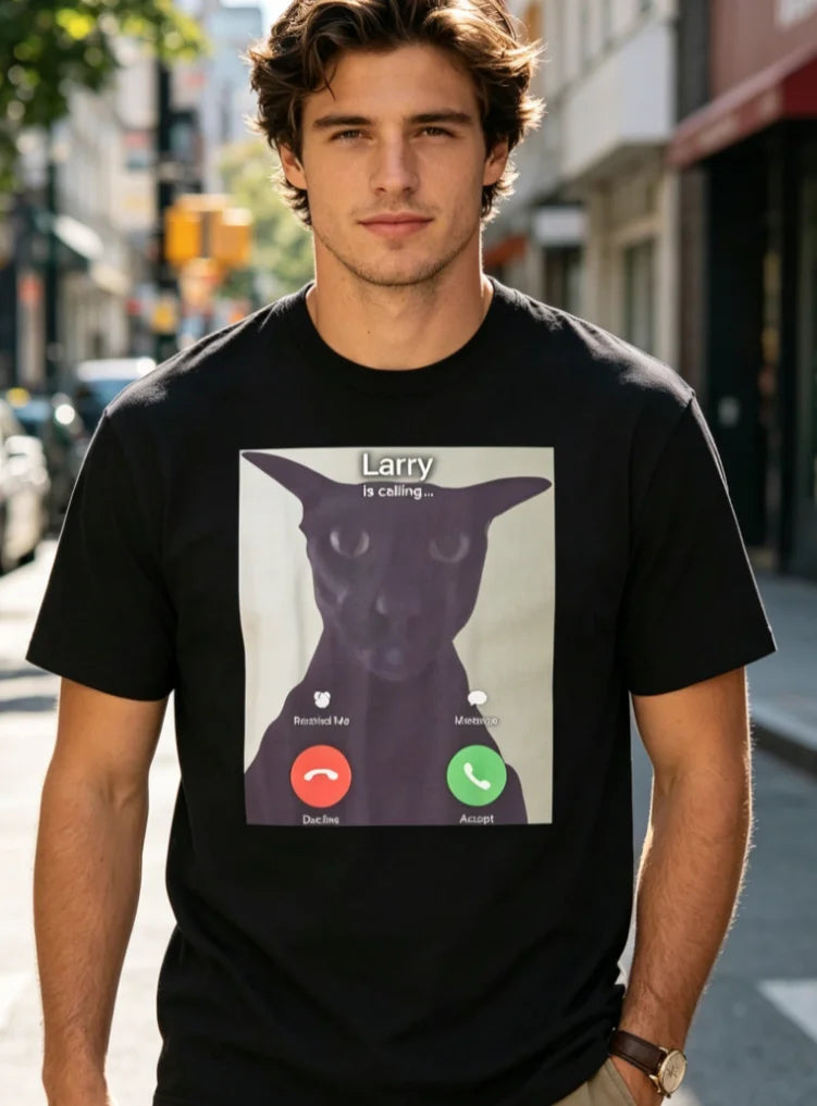 I Do Not Think Therefore I Do Not Am, Black Cat Shirt Casual Loose Mesh Fashion Trend Black T-shirt