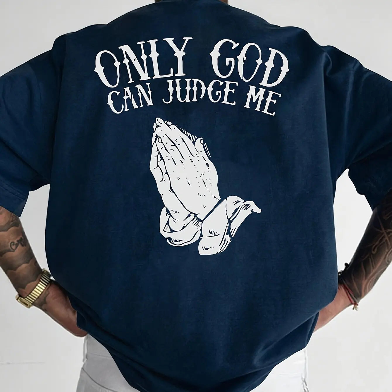 HOT SALE Men's Summer Soft Cotton Fashion Casual Sports Loose Only God Can Judge My Printed Round Neck Short Sleeve T-shirt Top