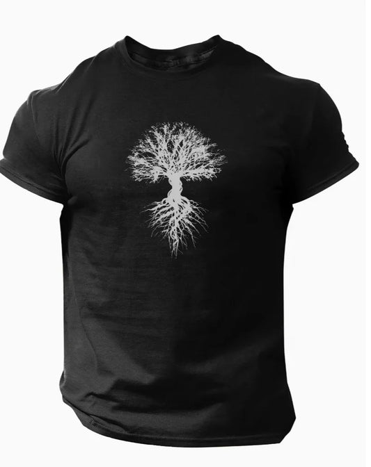 Patterns Tree of Life Spring and Summer Men's Printed Short-sleeved Top Casual Style Comfortable Moisture-wicking Summer T-shirt