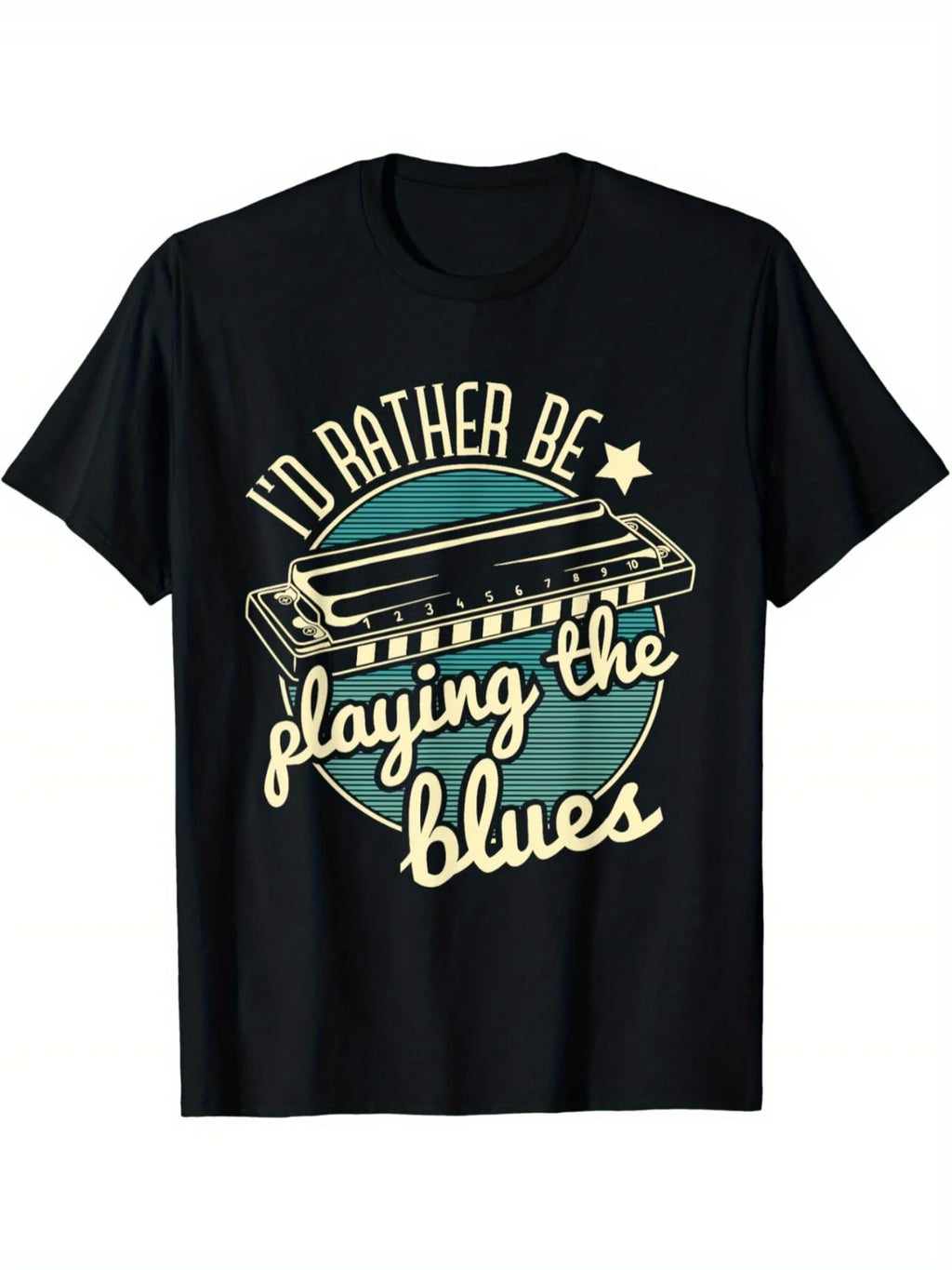 I'd Rather Be Playing Blues Harmonica" Performer Harmonicist T-Shirt